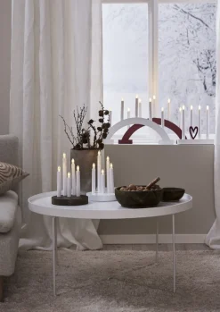 ABBE Batteridriven Träljusstake Båge 5L 32cm Röd