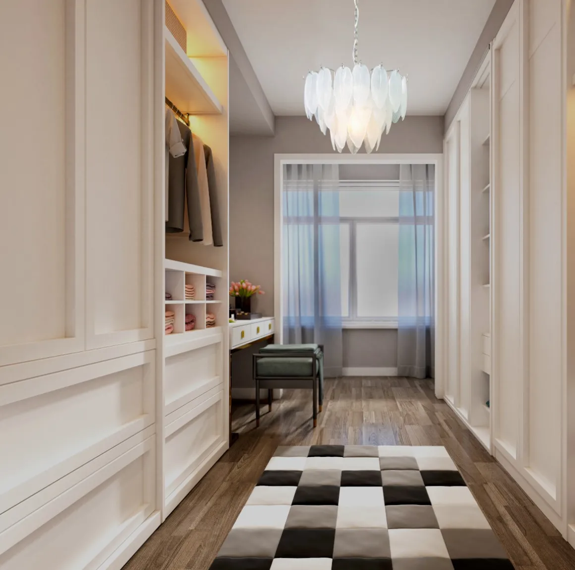 ADRIANA Taklampa 43cm Vit/Krom