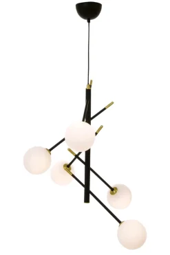 AKROBAT Taklampa 5L 58cm Svart/Matt Mässing/Opal