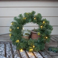 ALASKA Batteridriven Krans Sensor 38cm 20LED IP44 Grön