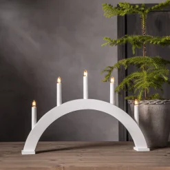 ALBO Träljusstake 5L 33cm Båge Vit