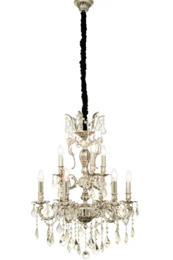 ALLINGTON Kristallkrona 6+3-Arm 60cm Antiksilver