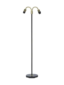 AMY Golvlampa Flex 2-Arm 150cm Svart/Antikmässing