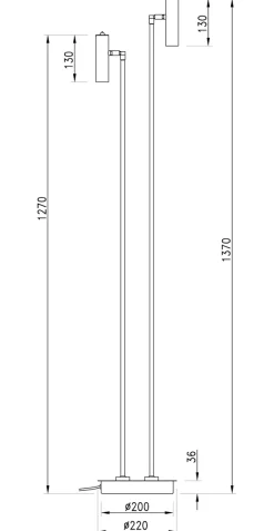 ARTIC Golvlampa LED Dubbel 137cm Svart/Krom