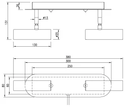 ARTIC Vägglampa LED Dubbel 30cm Svart/Krom