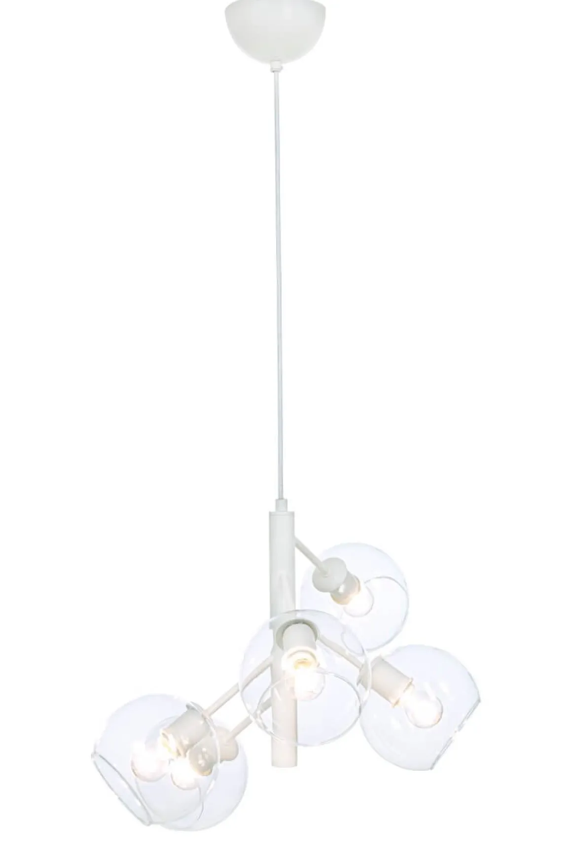 ATOM Taklampa 5-arm 48cm Vit/Klar