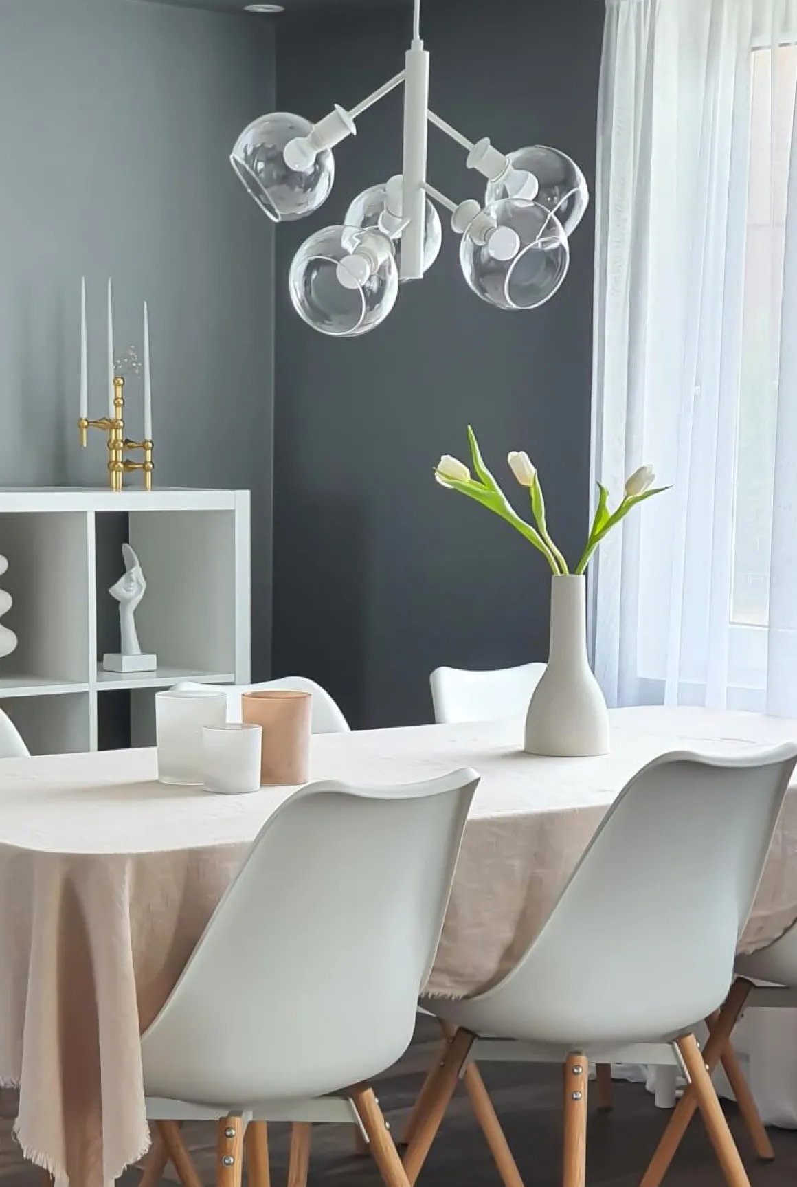 ATOM Taklampa 5-arm 48cm Vit/Klar