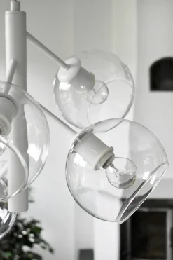 ATOM Taklampa 5-arm 48cm Vit/Klar