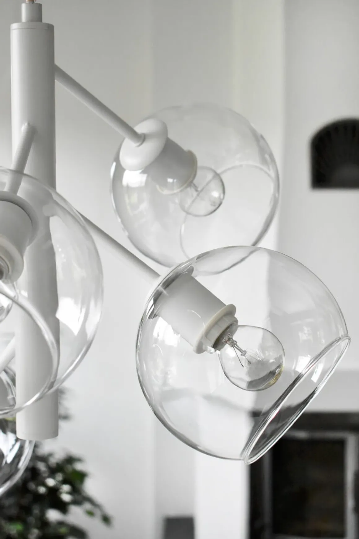 ATOM Taklampa 5-arm 48cm Vit/Klar