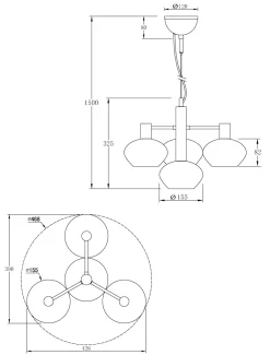 BELL Taklampa 4:a 47cm Matt Mässing/Rök