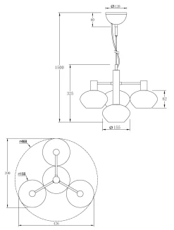 BELL Taklampa 4:a 47cm Svart/Rökgrå
