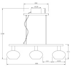 BELL Taklampa 3:a Rak 70cm Matt Mässing/Rök
