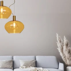 BELL Taklampa 35cm Matt Mässing/Amber