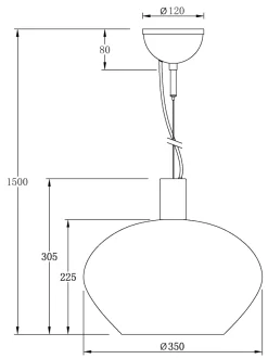 BELL Taklampa 35cm Svart/Opalvit