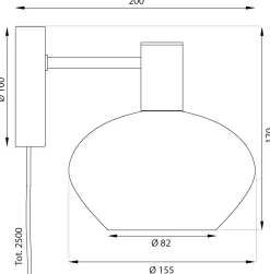 BELL Vägglampa 20cm Matt Mässing/Amber