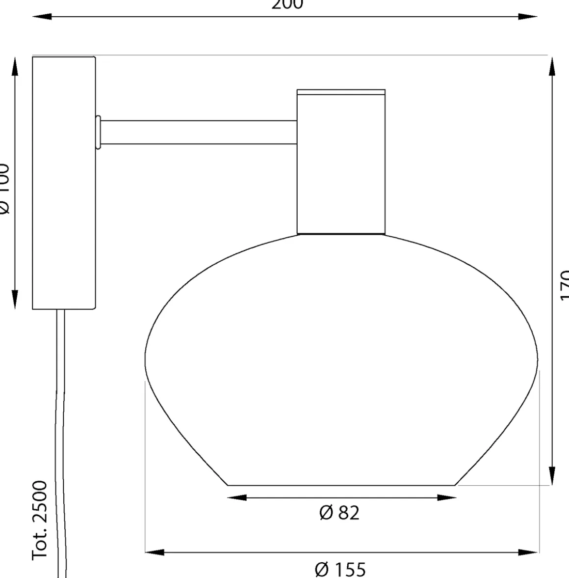 BELL Vägglampa 20cm Matt Mässing/Amber