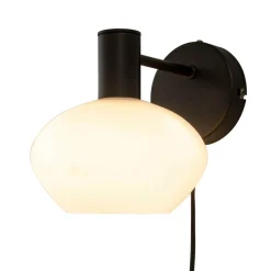BELL Vägglampa 20cm Svart/Opalvit