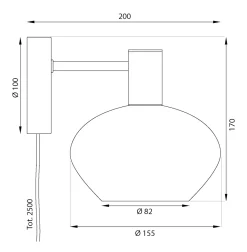 BELL Vägglampa 20cm Svart/Opalvit