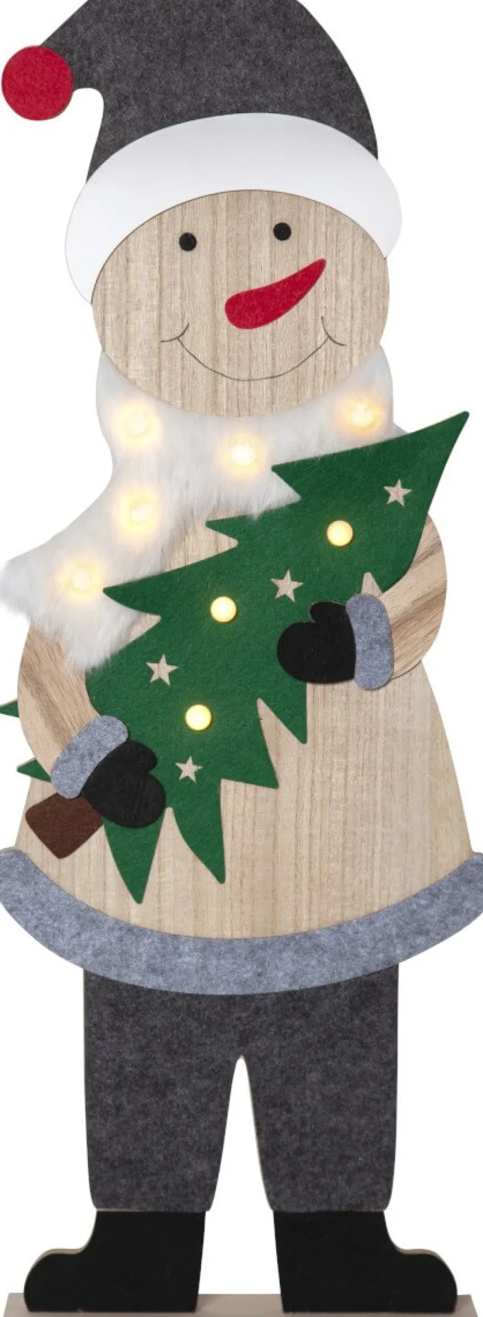 BILLY Inomhusdekoration Tomte Batteri 80cm Grå