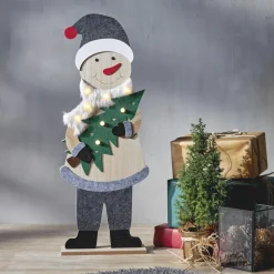 BILLY Inomhusdekoration Tomte Batteri 80cm Grå