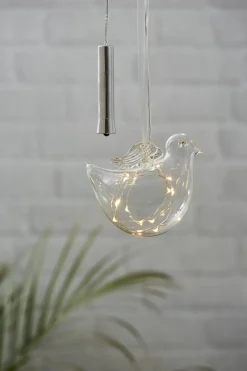 BIRD Glaskula 14cm 15LED Transparent