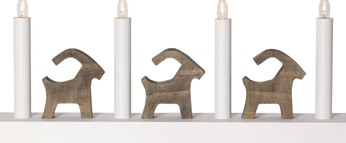 BRUSE Ljusstake 17,5cm LED Vit/Trä