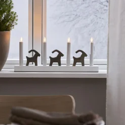 BRUSE Ljusstake 17,5cm LED Vit/Trä