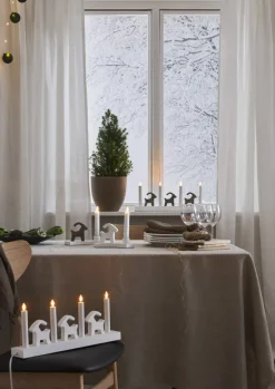 BRUSE Ljusstake 17,5cm LED Vit/Trä