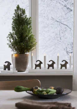 BRUSE Ljusstake 17,5cm LED Vit/Trä