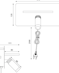 CARGADOR Väggspot USB 24cm Beige