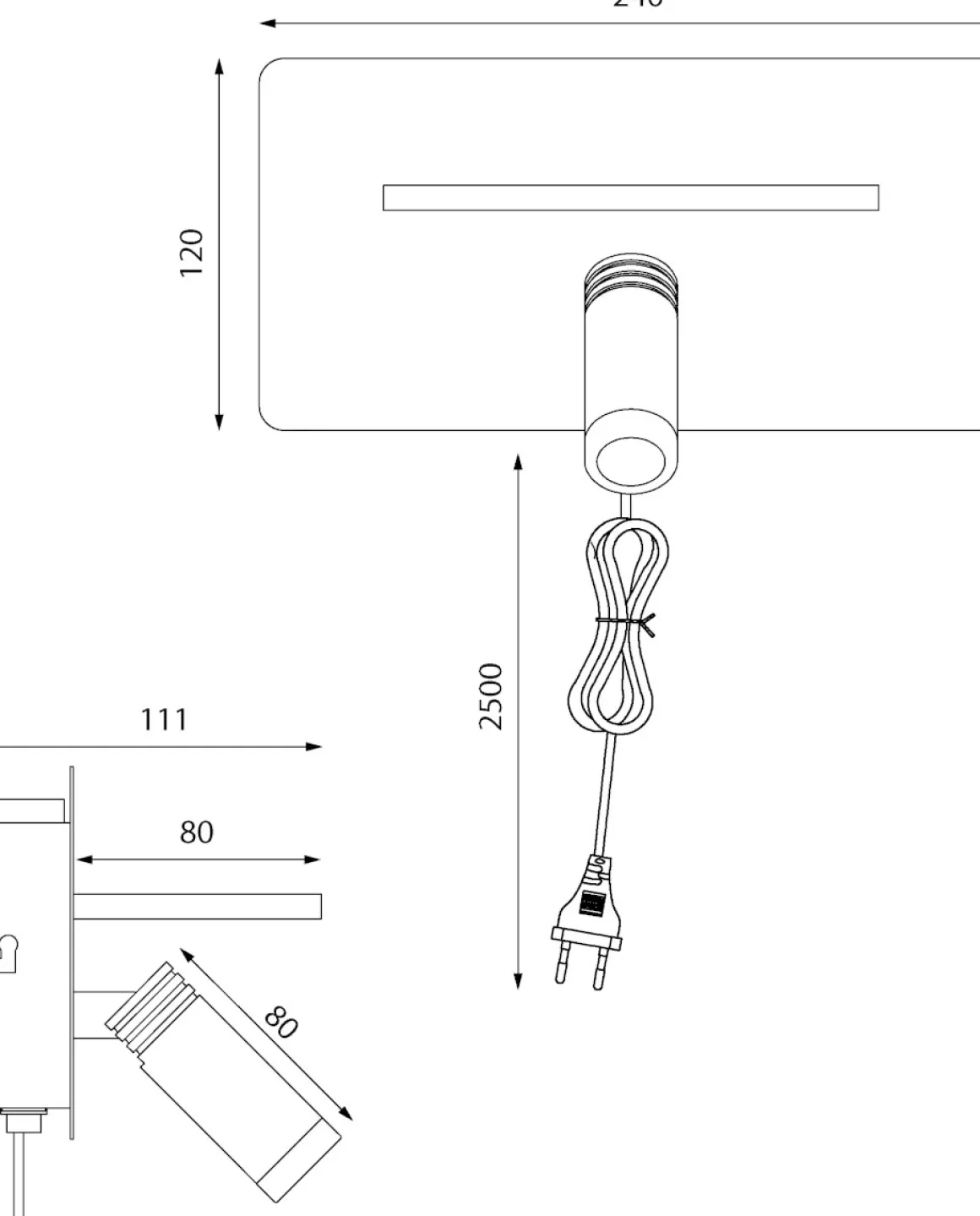 CARGADOR Väggspot USB 24cm Beige