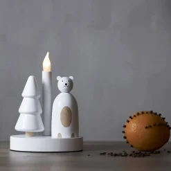 CHRISTMAS JOY Ljusstake Isbjörn 21cm Vit