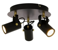 CILINDRO Takspot Rund 3L Dimbar 29cm Svart/Matt Mässing