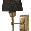 CLASSIC Vägglampa 27cm Antikmässing/Svart Linneskärm