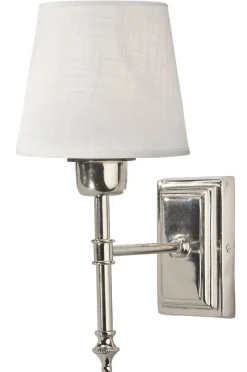 CLASSIC Vägglampa 27cm Krom/Vit Linneskärm