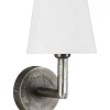 COLUMBUS Vägglampa 30cm Råsilver/Vit Linneskärm