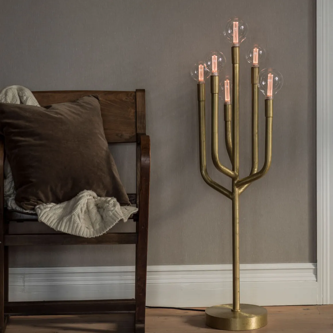 COMET Metalljusstake 100cm Vintage Råmässing