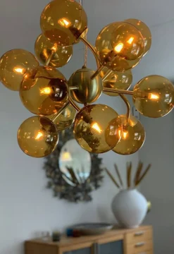 COMO Taklampa 50cm Mässing/Amber