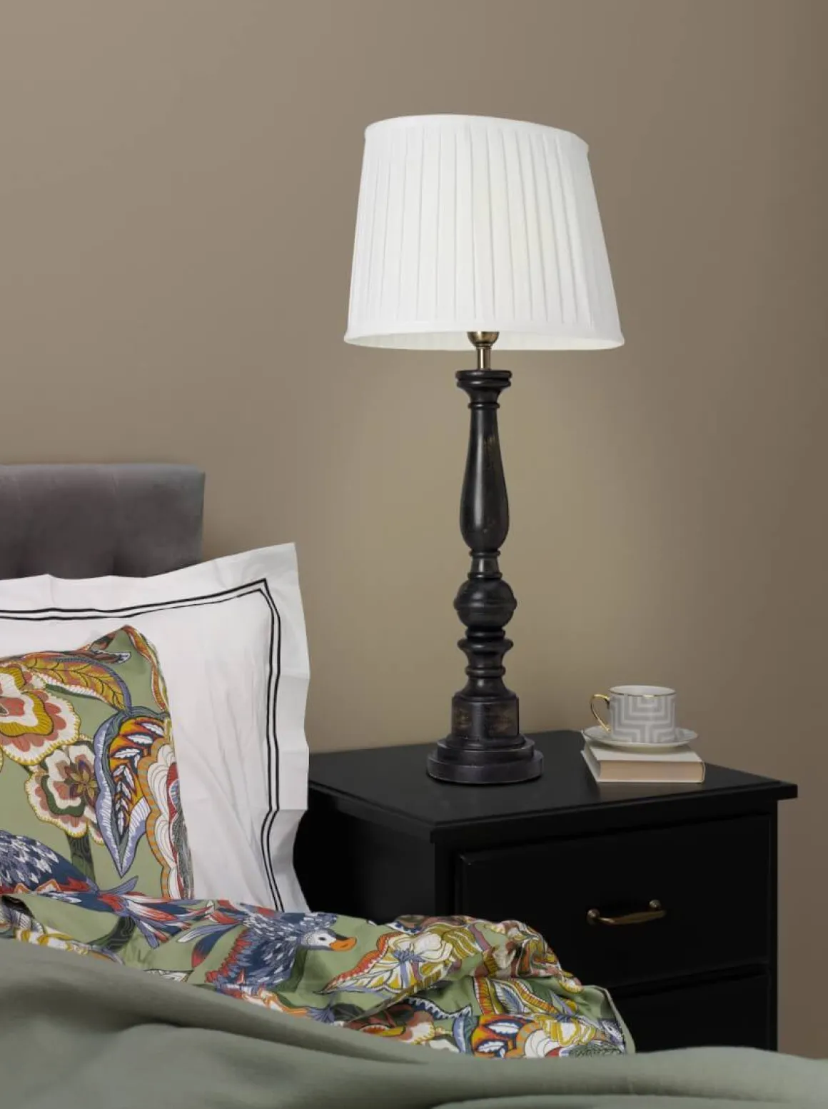 COTTEX Lampfot E27 57cm Svart/Borstad mässing