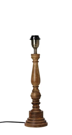 COTTEX Lampfot E27 46cm Trä/Borstad mässing