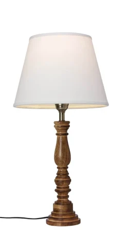 COTTEX Lampfot E27 40cm Trä/Borstad mässing