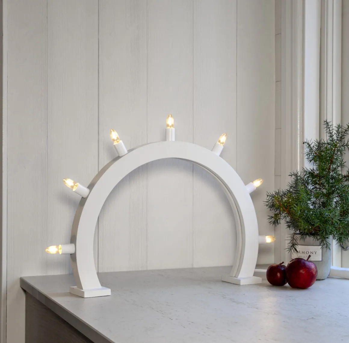 CRISP Träljusstake Båge 7L 48cm Vit