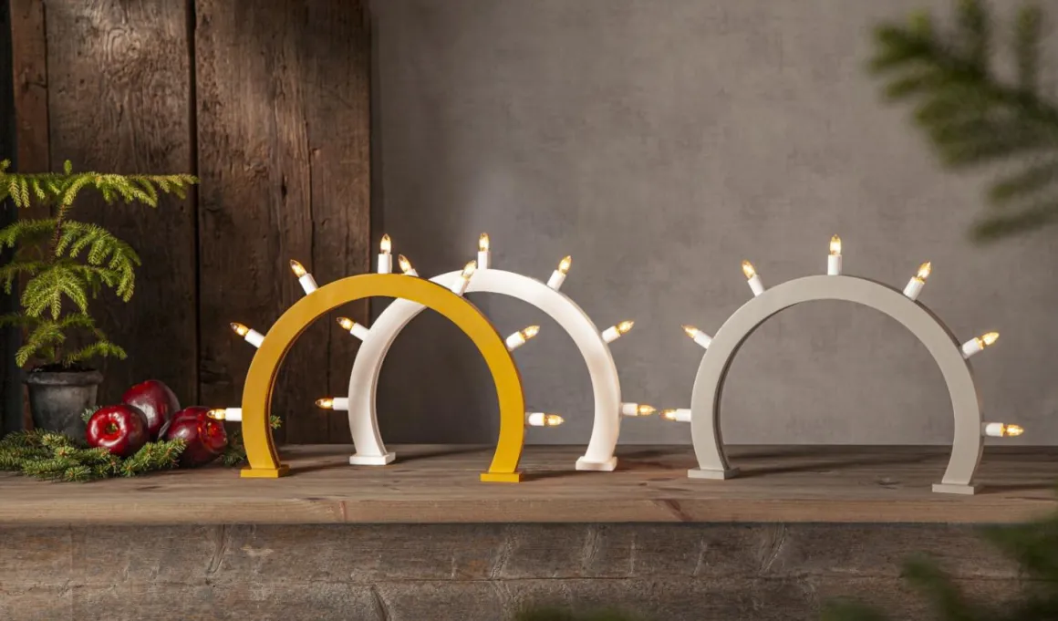 CRISP Träljusstake Båge 7L 48cm Vit