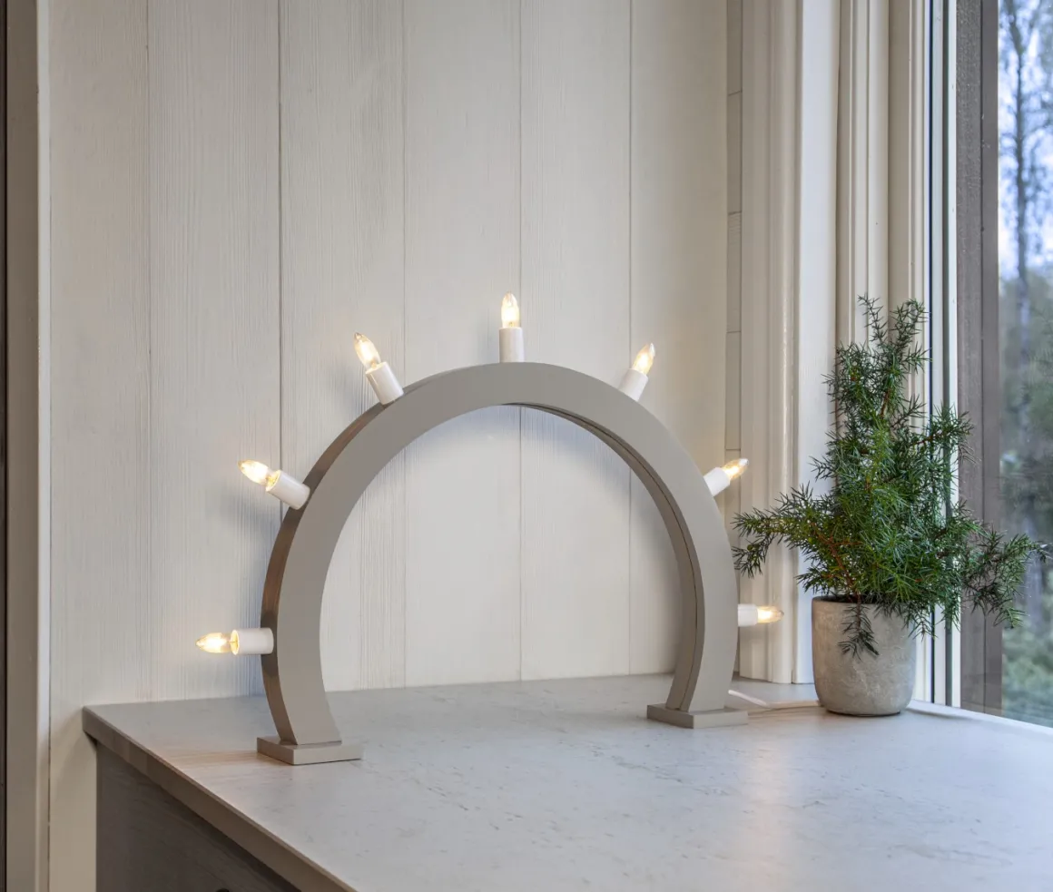 CRISP Träljusstake Båge 7L 48cm Beige