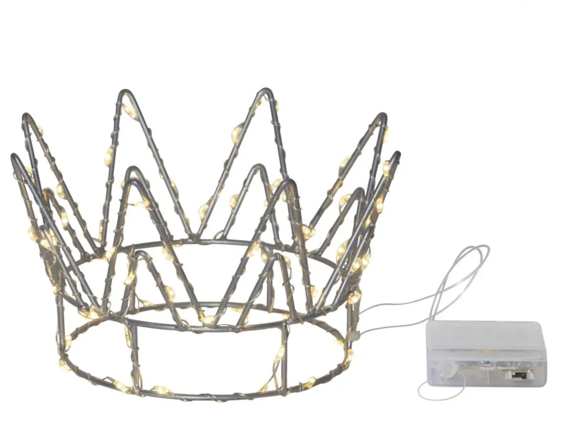 CROWN Bordsdekoration Batteri 70L 17cm Silver