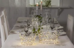 CROWN Bordsdekoration Batteri 120L 22cm Silver