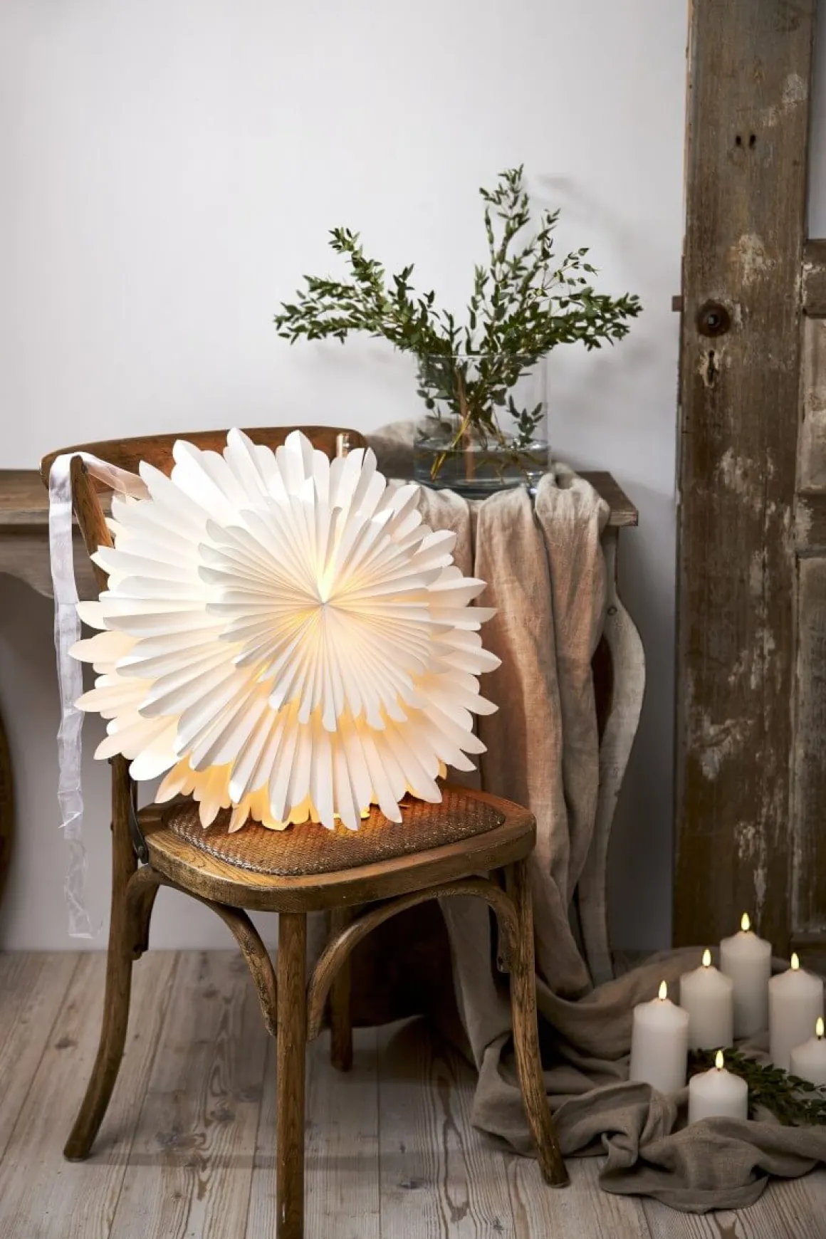 CRYSTAL Pappersstjärna 50cm Vit