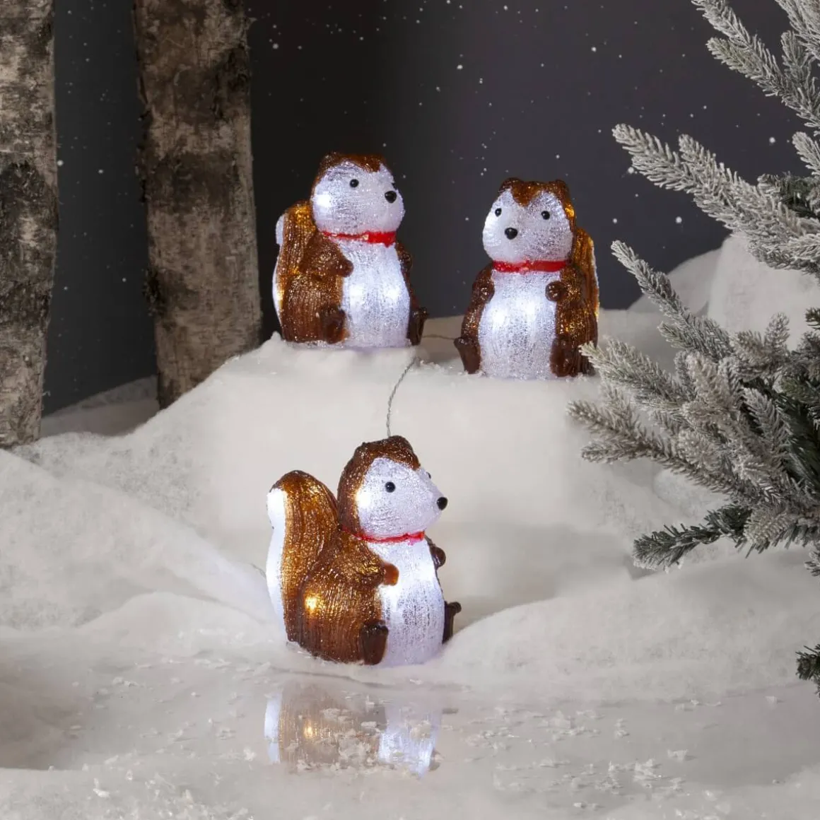 CRYSTALO Utomhusdekoration Ekorrar Batteri 15cm 30LED Brun IP44