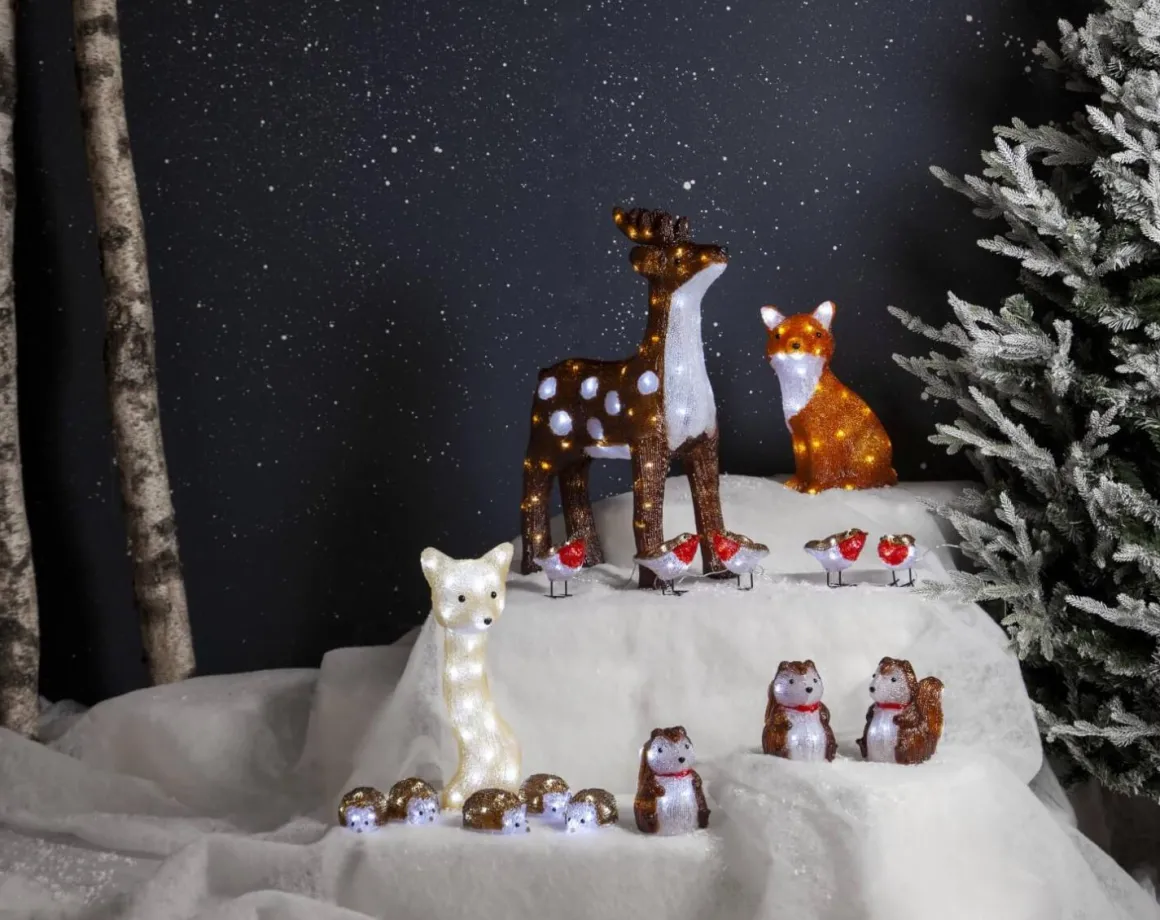 CRYSTALO Utomhusdekoration Ekorrar Batteri 15cm 30LED Brun IP44