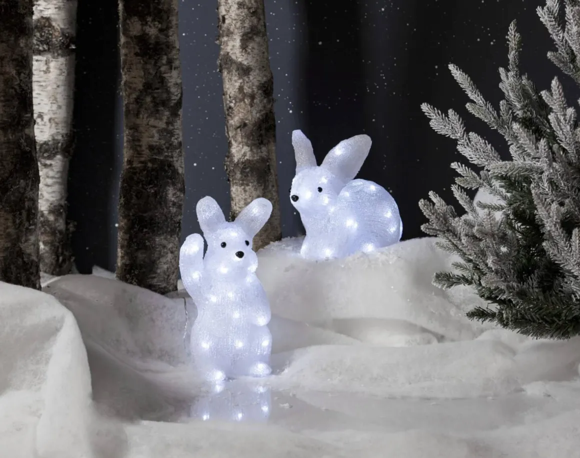 CRYSTALO Utomhusdekoration Kanin Batteri 27cm 30LED Klar IP44